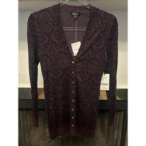 Women’s Worth New York XP Purple & Black 100% Wool Cardigan New With Tags